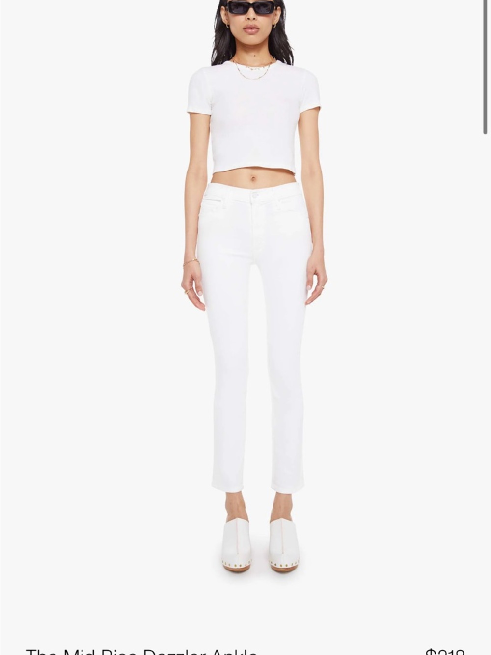 MOTHER mid ride dazzler ankle fray